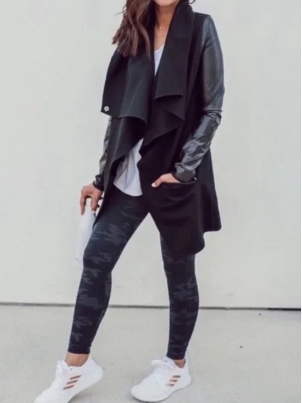 Spanx faux leather drape front style jacket - Picture 3 of 9